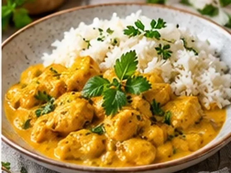 Kurczak curry z ryżem