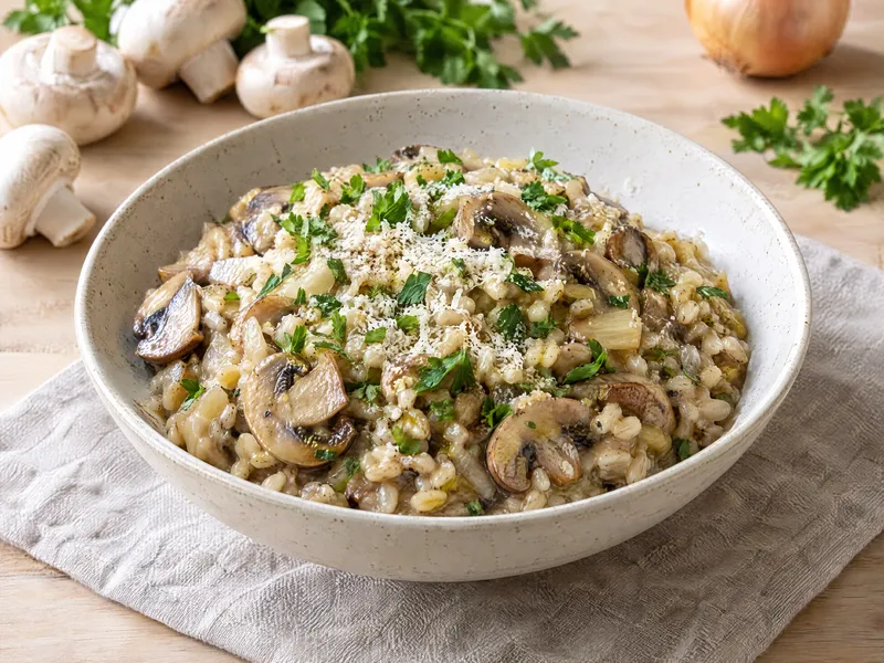 Kaszotto z pieczarkami